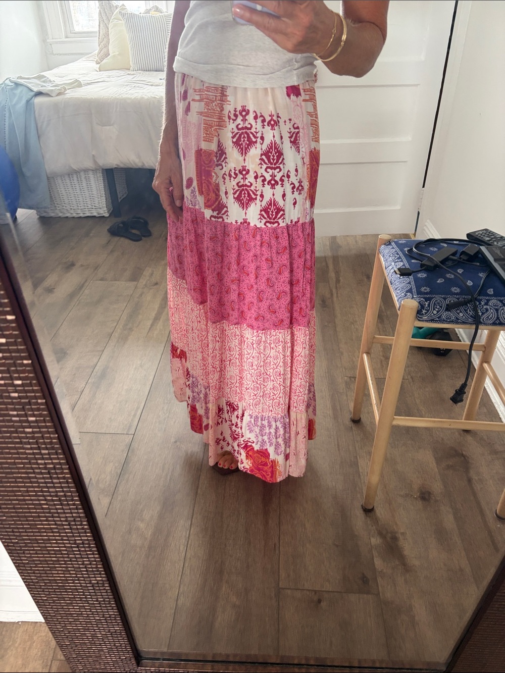 Zara Pink Patchwork Maxi Skirt